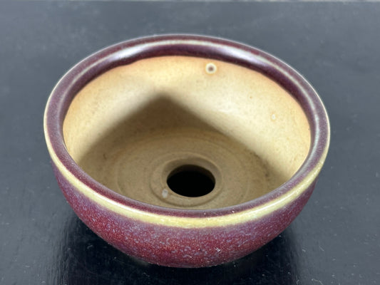 Preowned Japanese Tokoname Round Bonsai Pot Marutou with Patina - 2.75” By 1.25”