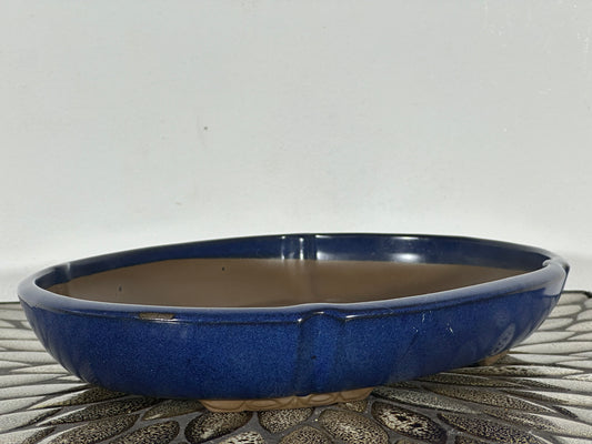 Preowned Japanese Glazed Oval Shallow Bonsai Pot - 11.5” By 8.75”