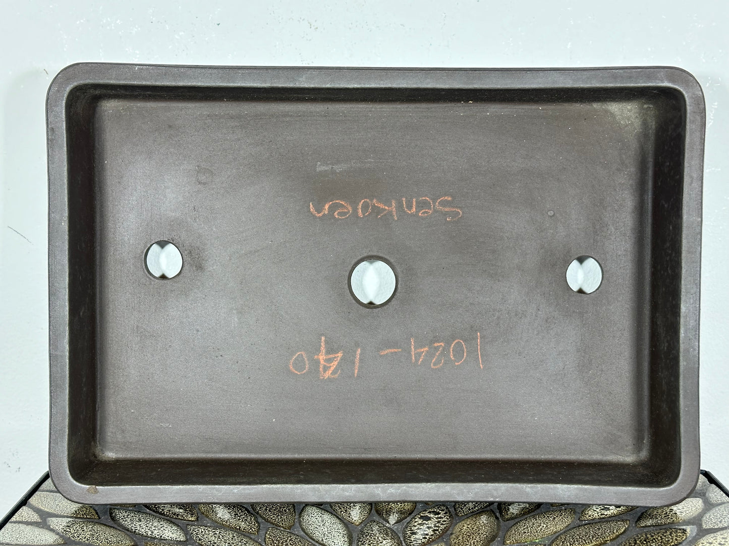 Preowned Japanese Tokoname Shallow Unglazed Rectangular Bonsai Pot Senkoen - 14” By 9.5”