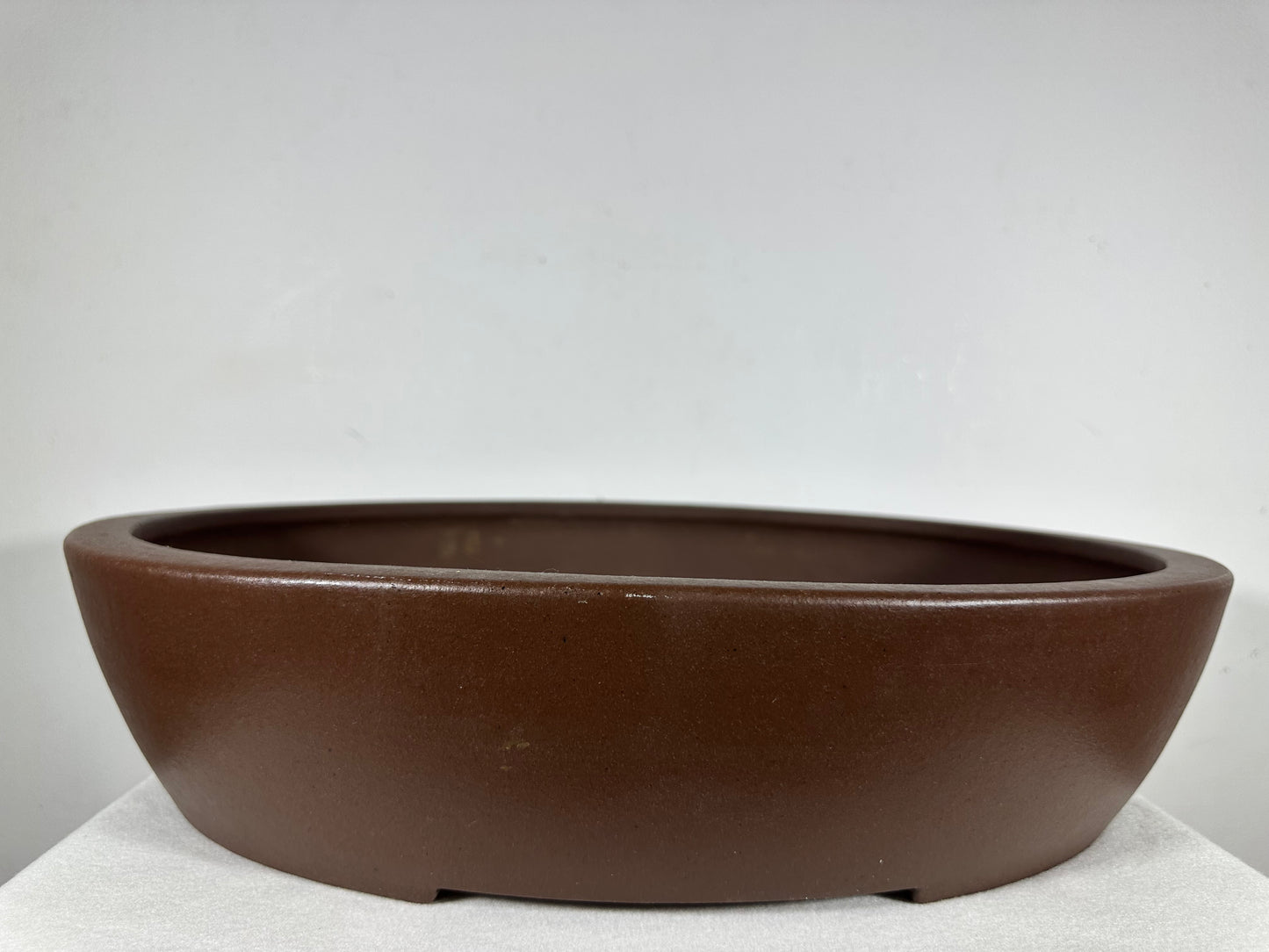 Preowned Japanese Tokoname Unglazed Oval Bonsai Pot Yamaaki - 19” By 15.75”