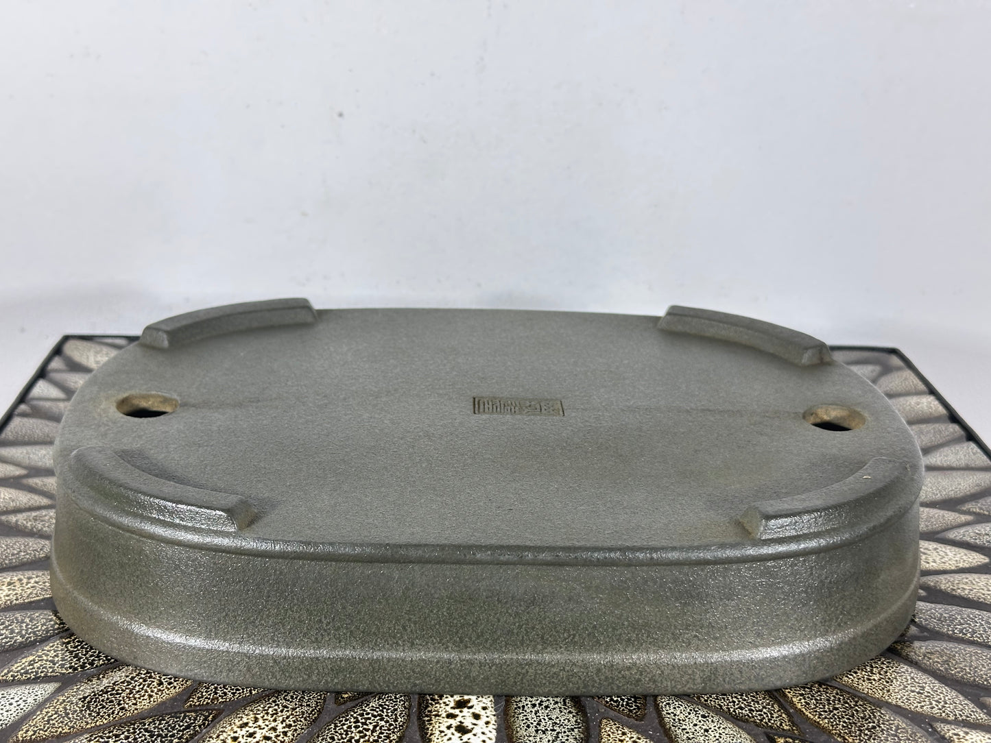 Preowned Japanese Tokoname Unglazed Oval Bonsai Pot Yamaaki - 11.75” By 8.5”
