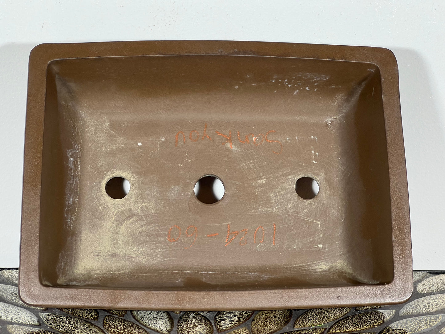 Preowned Japanese Tokoname Rectangular Bonsai Pot Sankyou - 10.25” By 7.5”