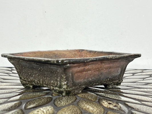 Pre-owned Vintage Japanese Rectangular Shohin Bonsai Pot - 6” x 4.75”