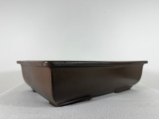 Preowned Japanese Tokoname Unglazed Rectangular Bonsai Pot Sankyou - 12.25” By 9.5”