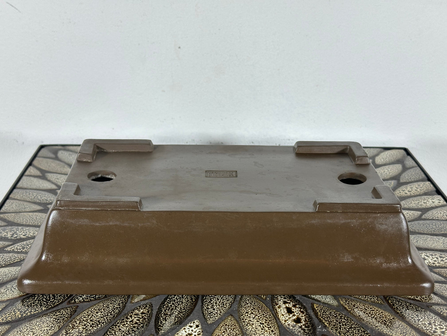 Preowned Vintage Japanese Tokoname Unglazed Rectangular Bonsai Pot Yamaaki - 11.5” By 7”