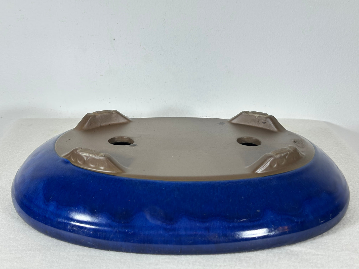 Preowned Japanese Tokoname Glazed Oval Shallow Bonsai Pot - 13.25” By 9”