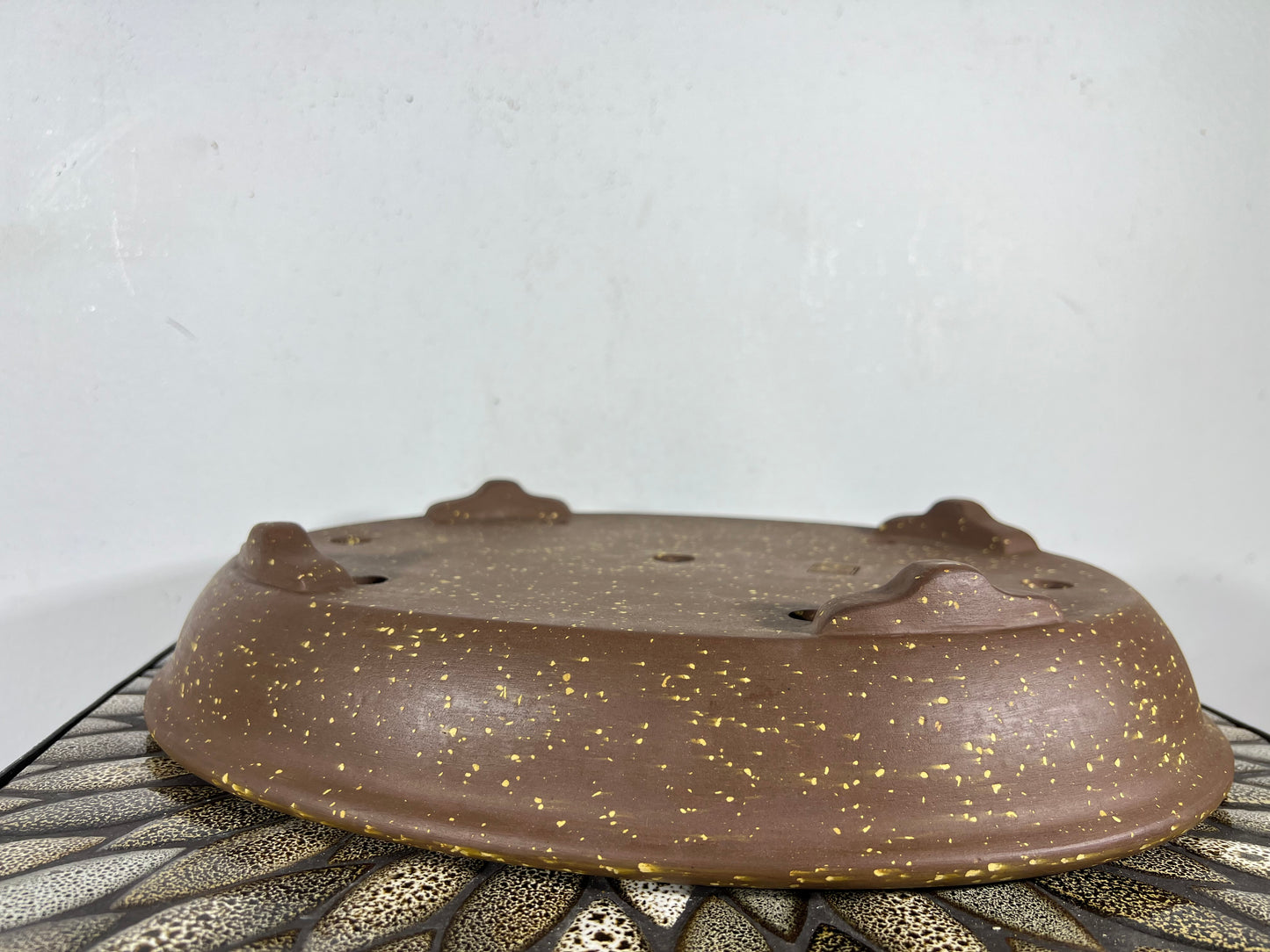Preowned Japanese Tokoname Unglazed Oval Bonsai Pot Seizan - 14.75” By 11.25”