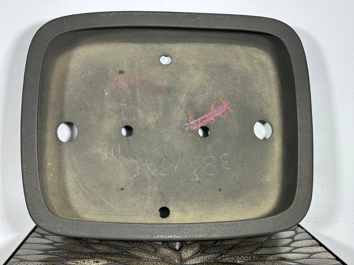 Preowned Japanese Tokoname Unglazed Rectangular Bonsai Pot Yamaaki - 15” By 12”