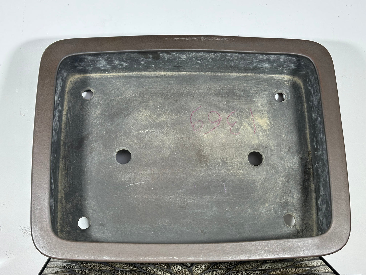 Preowned Japanese Unglazed Tokoname Rectangular Bonsai Pot Eiraku - 17” By 12 7/8”