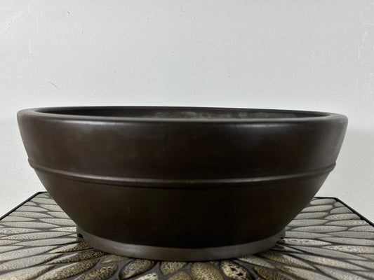 Preowned Japanese Tokoname Unglazed Round Bonsai Pot - 12.25” By 4.75”