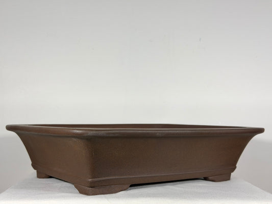 Preowned Japanese Tokoname Unglazed Rectangular High Quality Bonsai Pot Yuuji Nakano - 16.5” By 13.5”