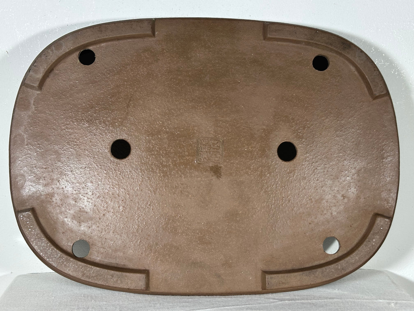 Preowned Japanese Tokoname Unglazed Rectangular Shallow Bonsai Pot Seizan - 15.75” By 11.25”