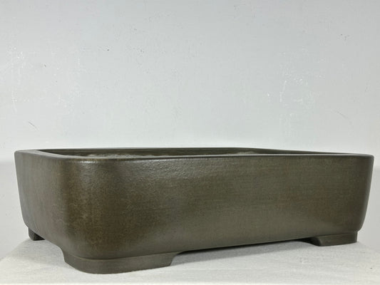 Preowned Japanese Tokoname Unglazed Rectangular Bonsai Pot Seizan - 16.25” By 11.75”