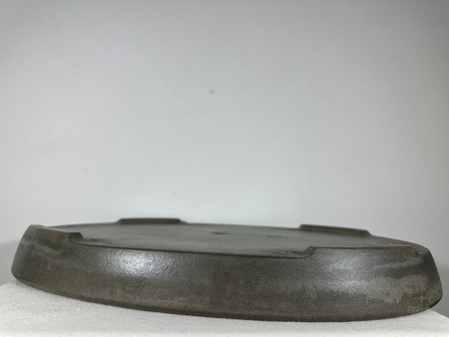 Preowned Japanese Tokoname Unglazed Oval Shallow Bonsai Pot Seizan - 20.75” By 14.75”