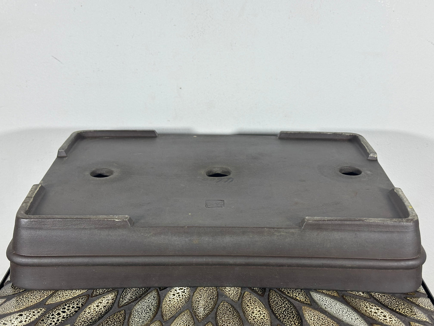 Preowned Japanese Tokoname Unglazed Shallow Rectangular Bonsai Pot Senkouen - 15.75” By 11”
