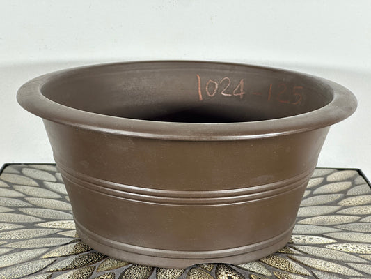 Preowned Japanese Tokoname Unglazed Round Bonsai Pot - 11 5/8” By 5 1/8”