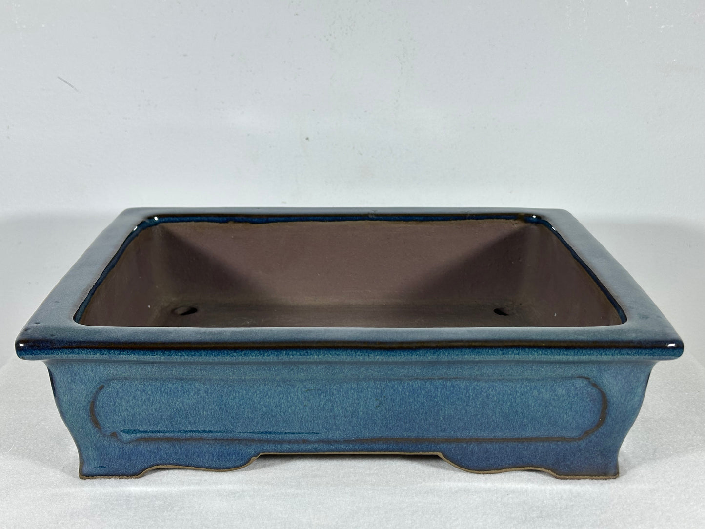 Preowned Japanese Tokoname Glazed Rectangular Bonsai Pot Yamaaki - 11.5” By 9.25”