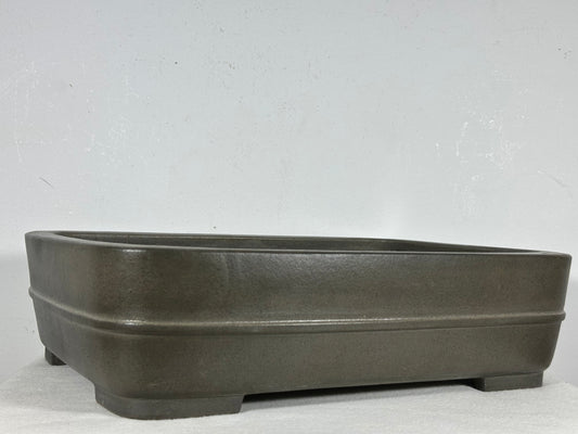 Preowned Japanese Tokoname Unglazed Rectangular Bonsai Pot Seizan - 15” By 10.75”