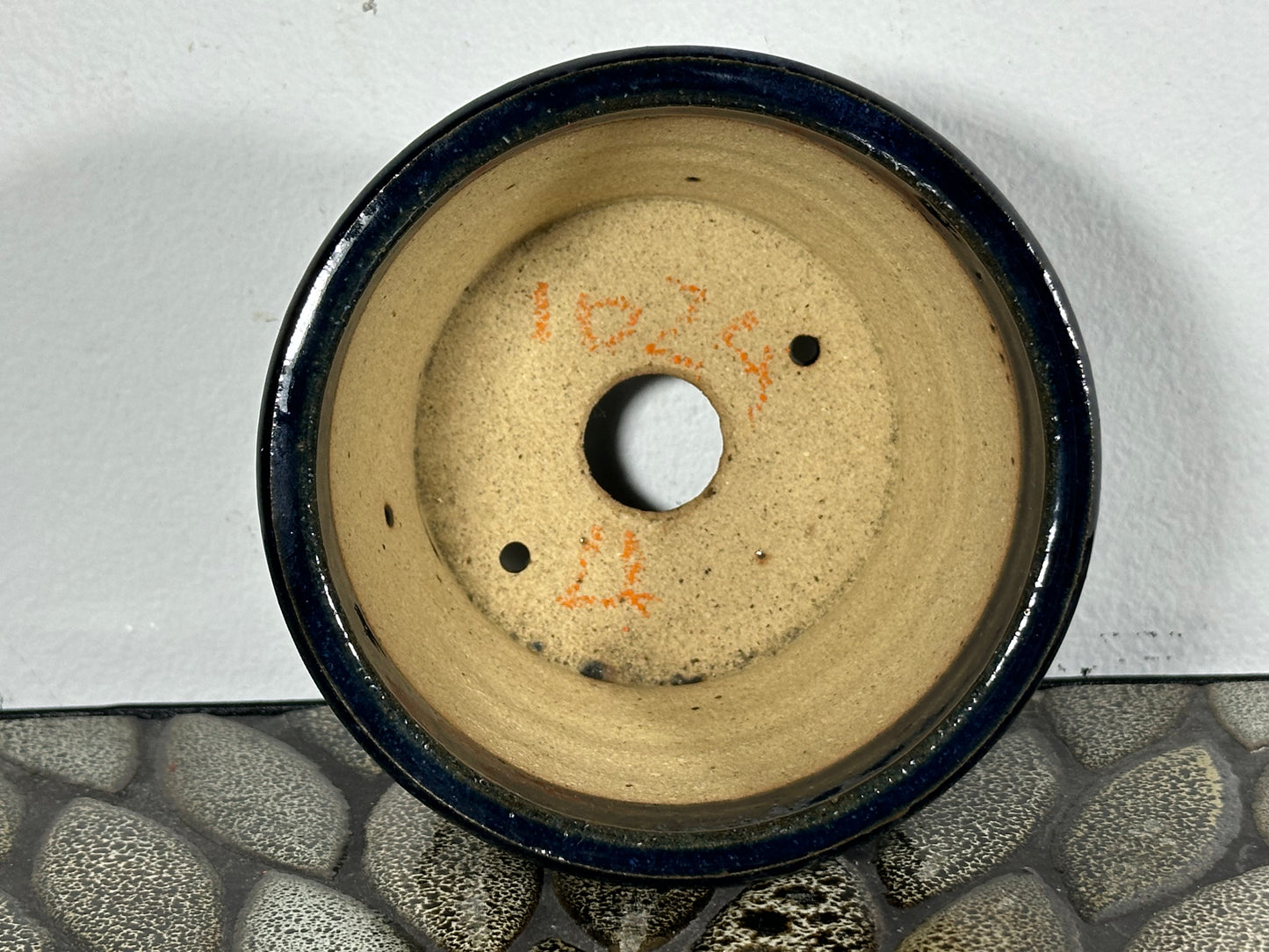 New Japanese Tokoname Round Glazed Bonsai Pot Katu - 4 3/8” By 3”