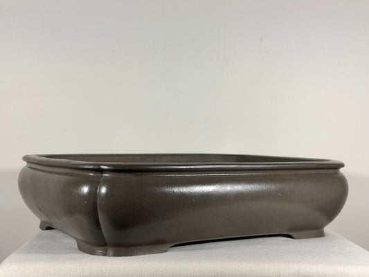 Preowned Japanese Tokoname Unglazed Rectangular Bonsai Pot Tousyou - 16” By 12.5”
