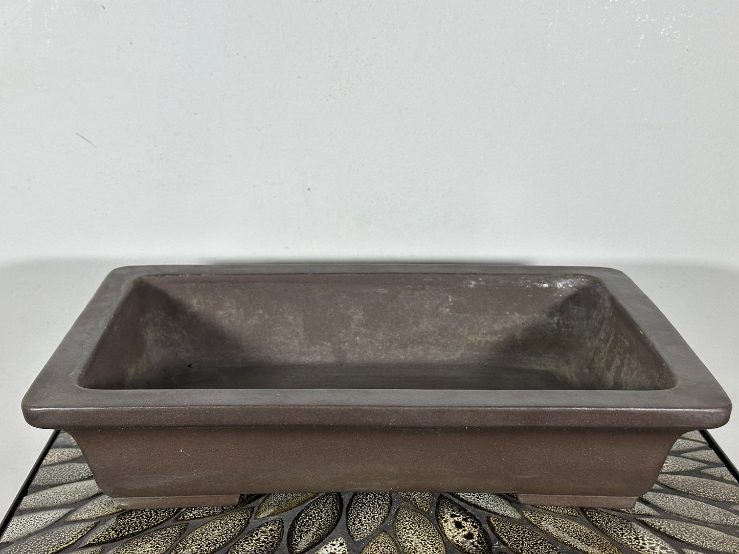 Preowned Vintage Japanese Tokoname Unglazed Rectangular Bonsai Pot Yamaaki - 14” x 9 3/8”
