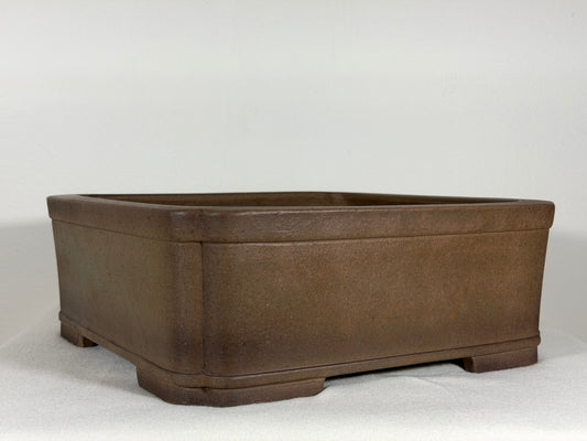 Preowned Japanese Tokoname Unglazed Square Bonsai Pot Sanpo - 11.25” By 4 1/8”