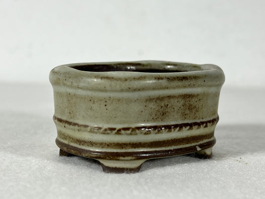 Preowned Japanese Tokoname Rectangular Bonsai Pot Tosui - 2 1/8” By 1.75”