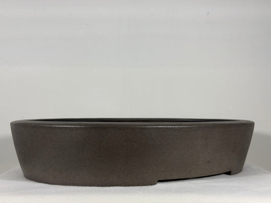 Preowned Japanese Tokoname Unglazed Oval Bonsai Pot Keizan - 16.25” By 12.75”