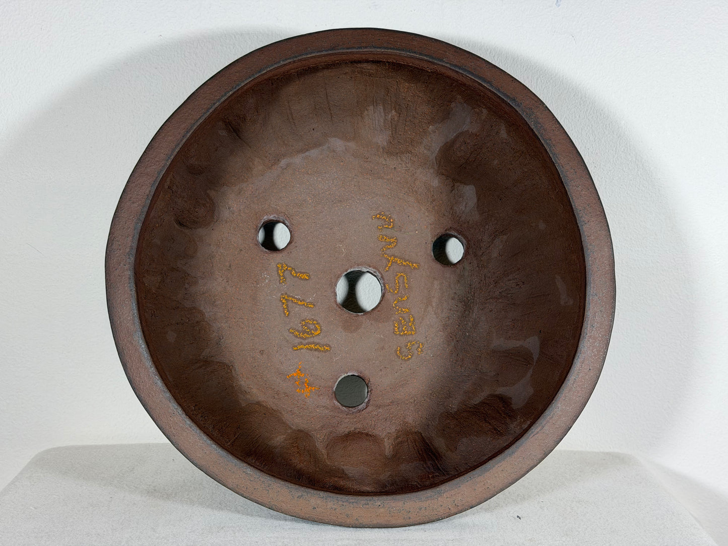 Preowned Japanese Tokoname Unglazed Round Bonsai Pot Sensyuu - 11.75” By 5”