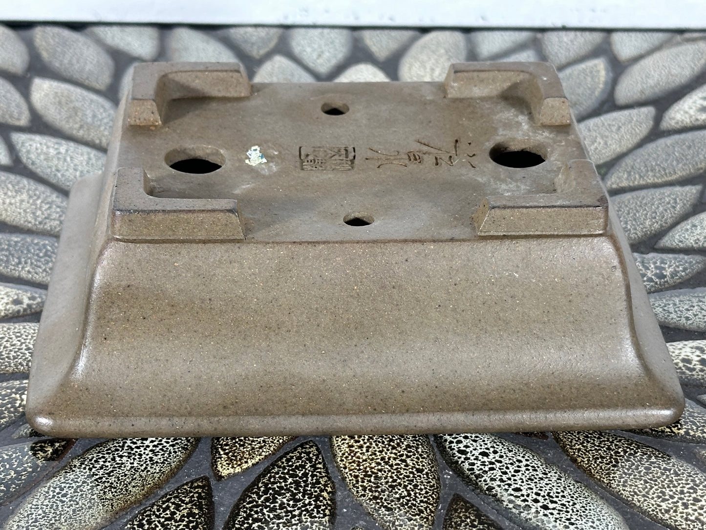 Preowned Vintage Japanese Tokoname Rectangular Bonsai Pot Kosyousen - 6 3/8” By 5 1/8”