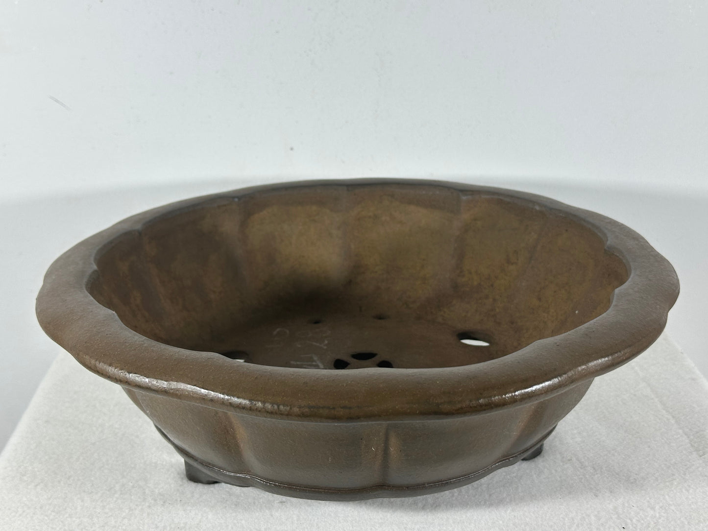 Preowned Japanese Tokoname Unglazed Rinka Style Bonsai Pot Gyouzan - 13.25” By 4 1/8”