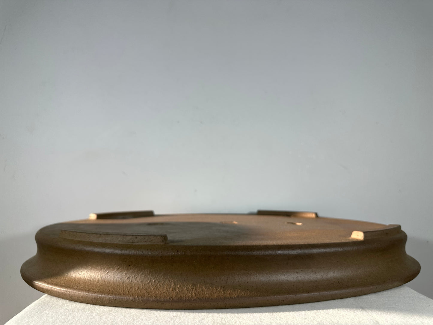 Preowned Japanese Tokoname Ungkazed Oval Shallow Bonsai Pot Seizan - 23.25” By 16.75”