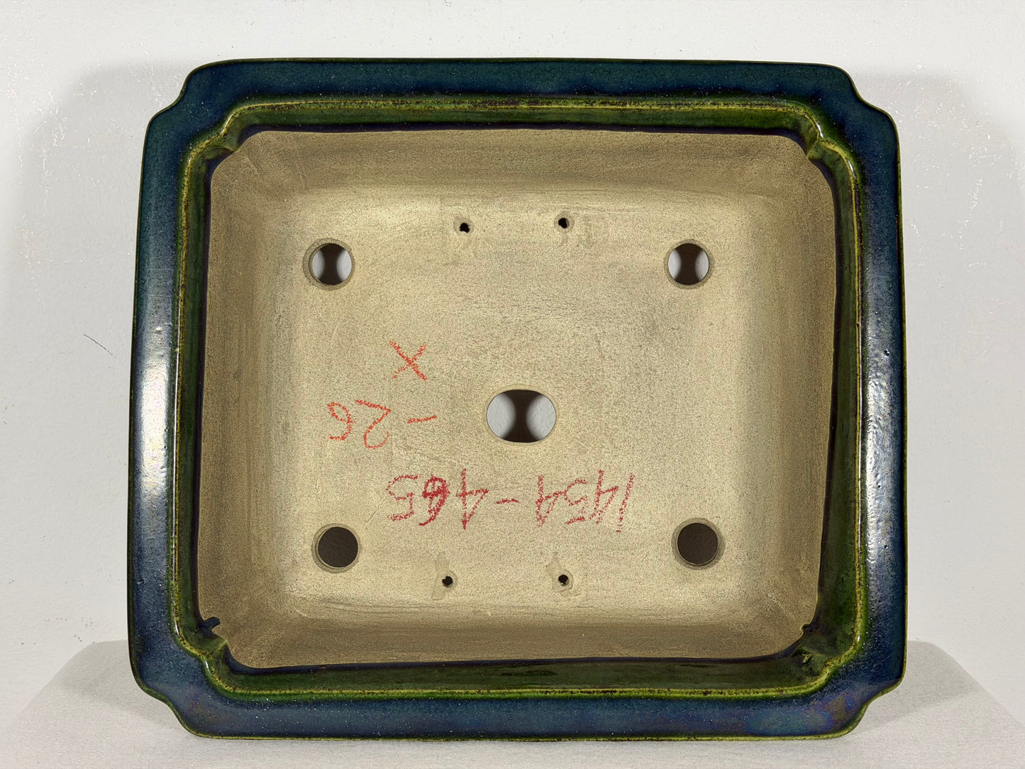 New Japanese Tokoname Glazed Rectangular Bonsai Pot Mazan Terahata - 12.25” By 10.75”