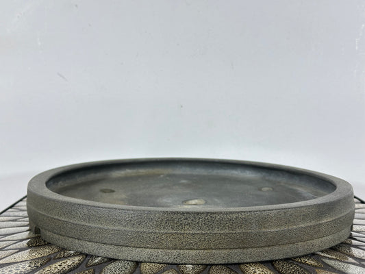 Preowned Japanese Tokoname Unglazed Round Shallow Bonsai Pot Aiba Koyo - 12.5” By 1 7/8”