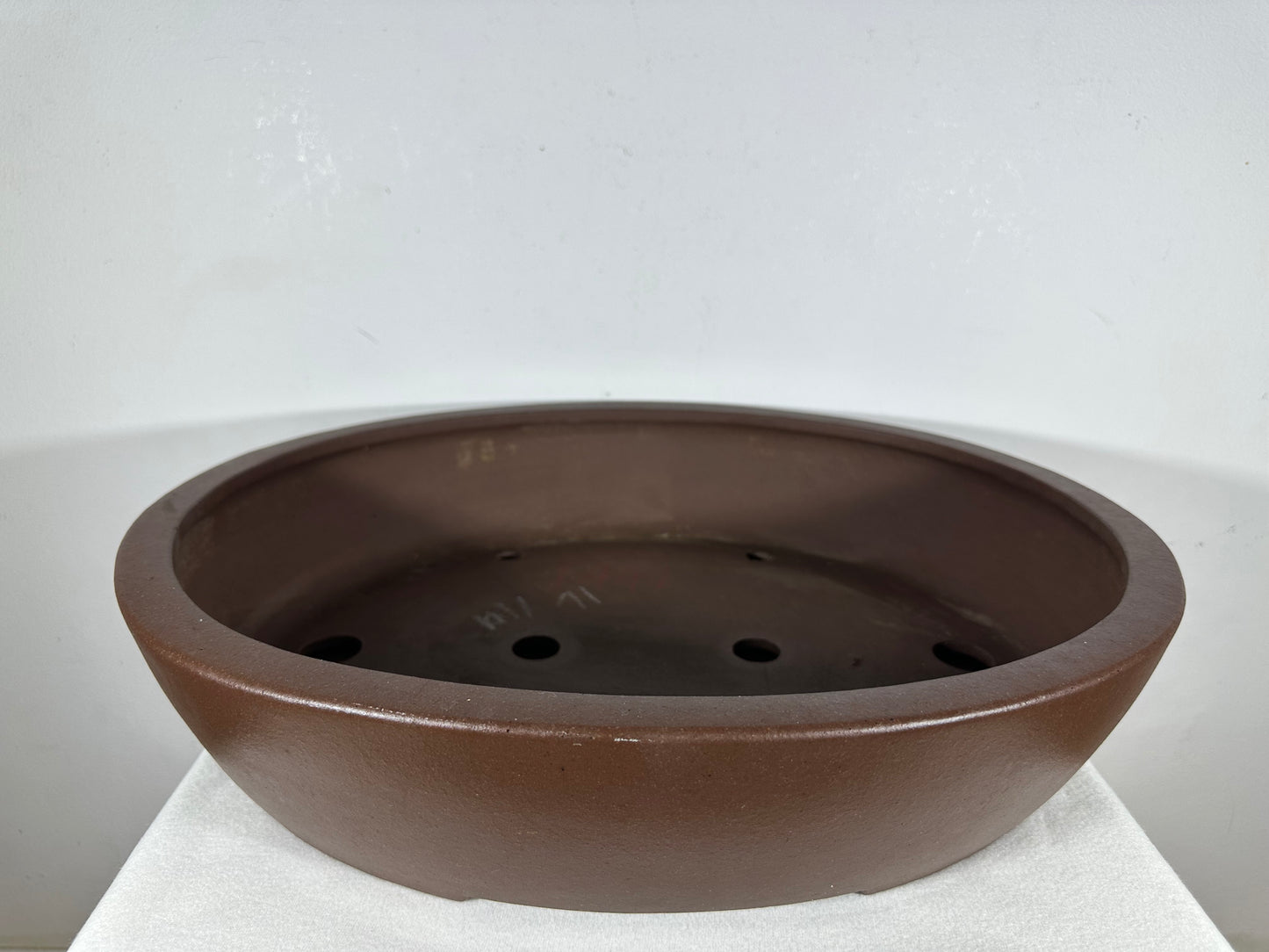 Preowned Japanese Tokoname Unglazed Oval Bonsai Pot Yamaaki - 19” By 15.75”