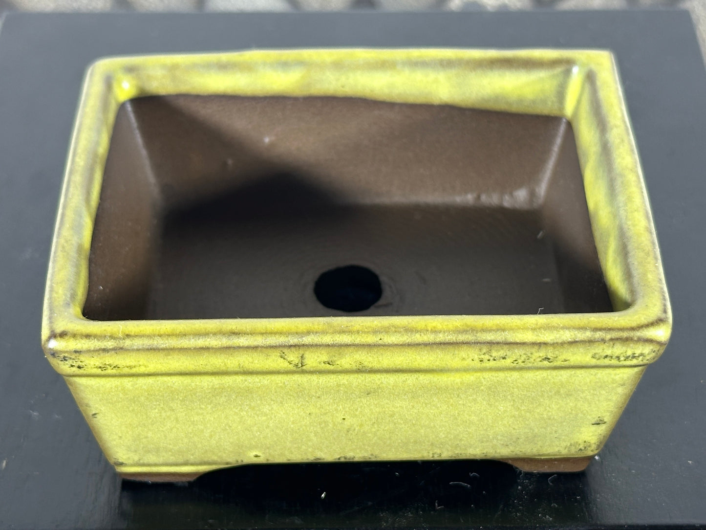 Preowned Japanese Tokoname Rectangular Bonsai Pot - 3.5” By 2 7/8”
