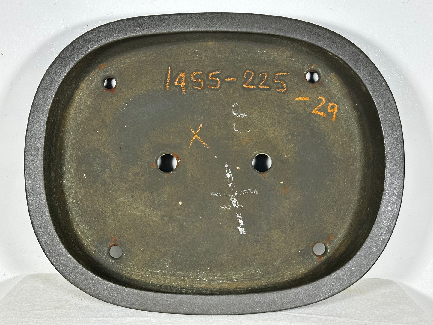 Preowned Japanese Tokoname Unglazed Oval Bonsai Pot Seizan - 14.25” By 11.5”