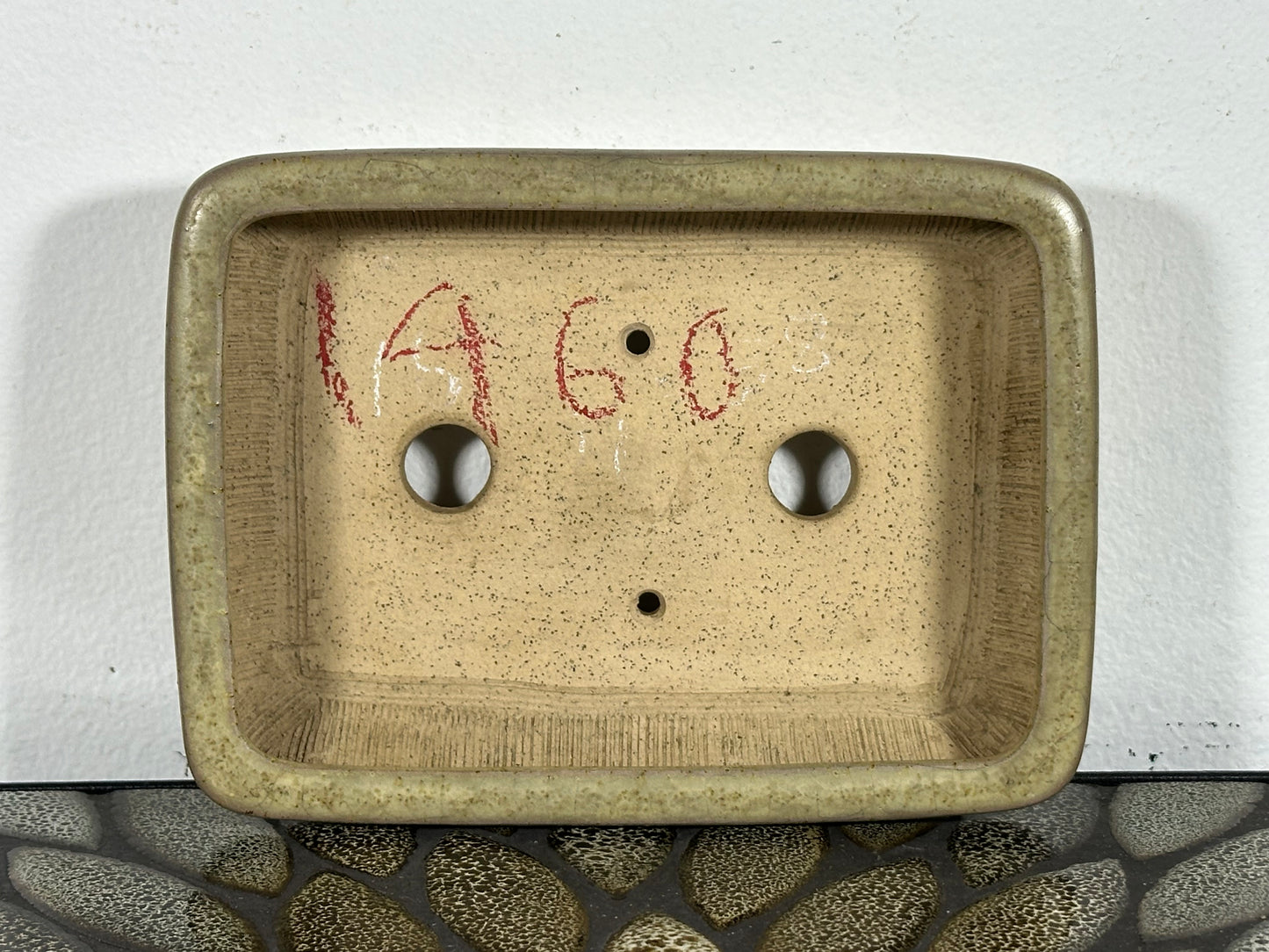 Preowned Japanese Tokoname Glazed Rectangular Bonsai Pot Bigei - 6” By 4.5”