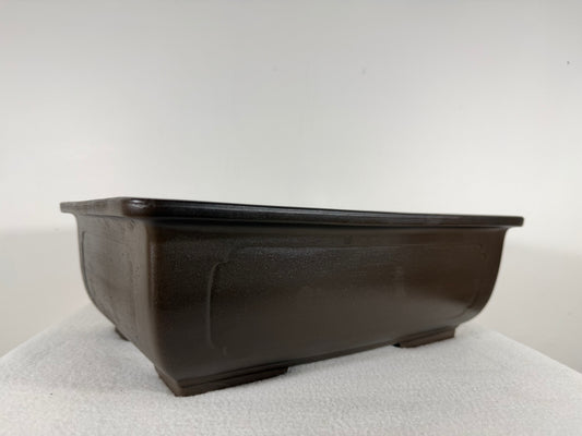 Preowned Japanese Tokoname Unglazed Rectangular Bonsai Pot with Stamp - 13.75” By 10.25”