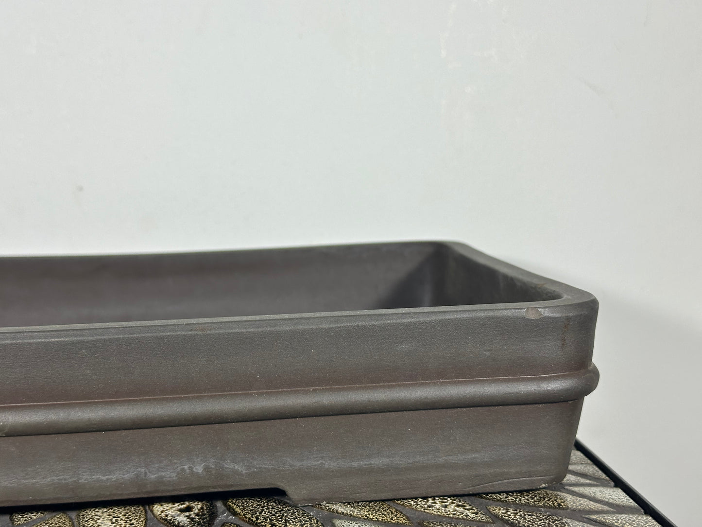 Preowned Japanese Tokoname Unglazed Shallow Rectangular Bonsai Pot Senkouen - 15.75” By 11”