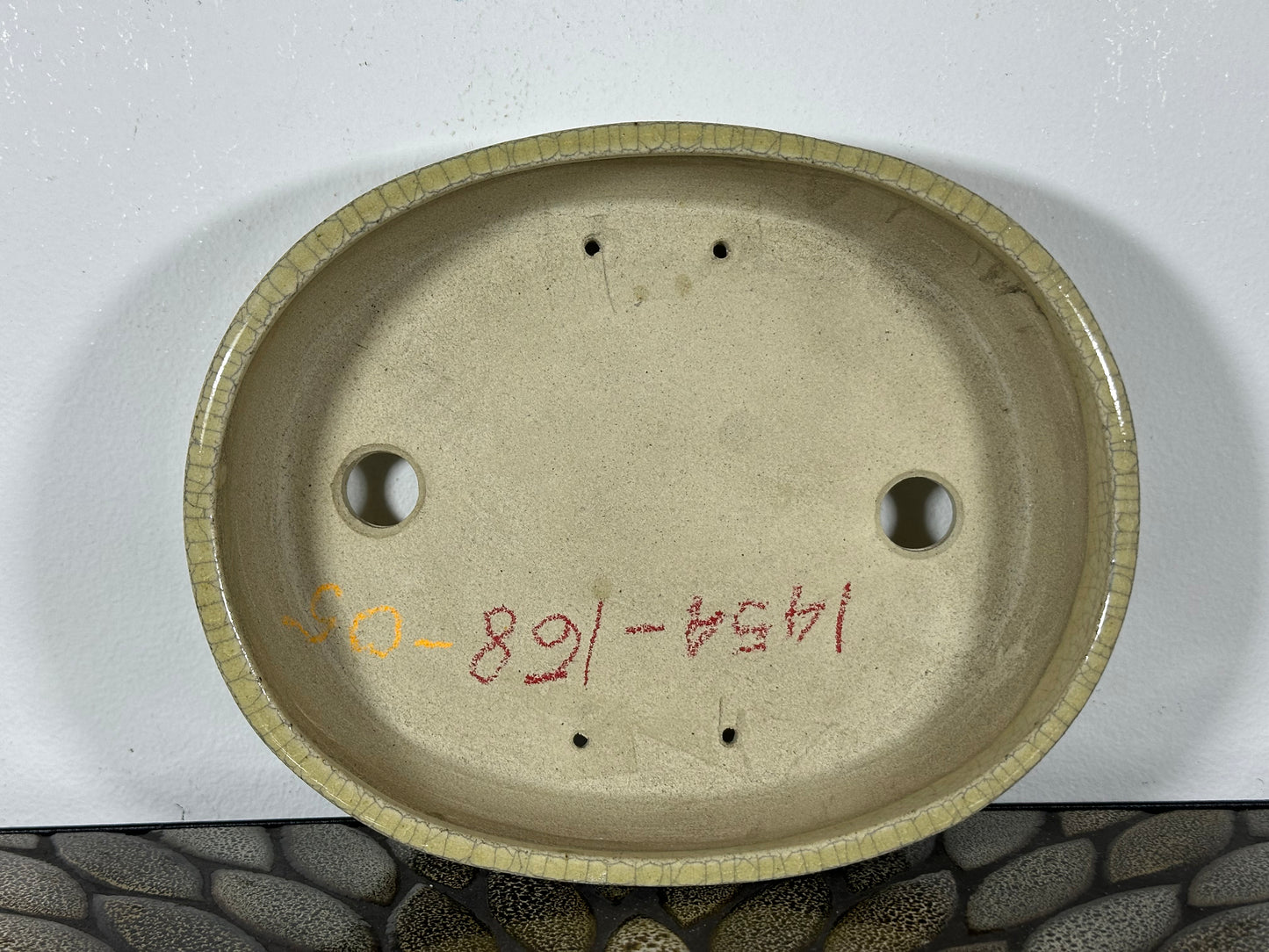Preowned Japanese Tokoname Glazed Oval Bonsai Pot Mazan Terahata - 8.75” By 7”