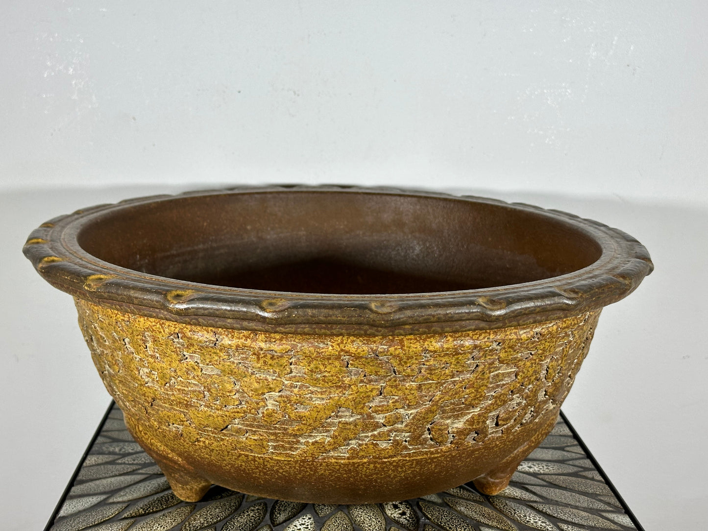Preowned Vintage Japanese Tokoname Round Bonsai Pot Shigaraki - 18” By 7.25”