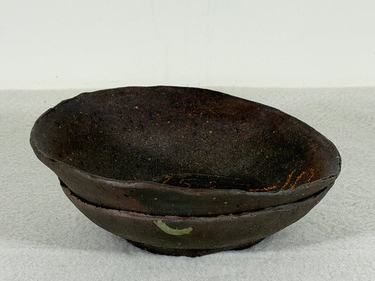 Preowned Japanese Tokoname Unglazed Round Bonsai Pot Has Stamp - 6” By 2”