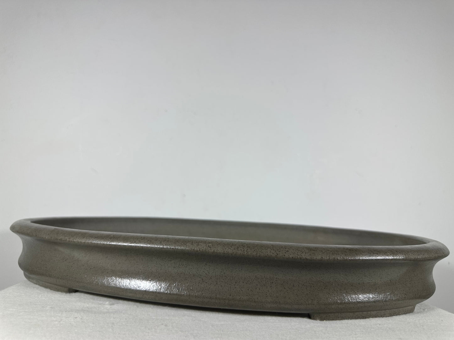 Preowned Japanese Tokoname Unglazed Shallow Oval Bonsai Pot Seizan - 20.5” By 14.5”