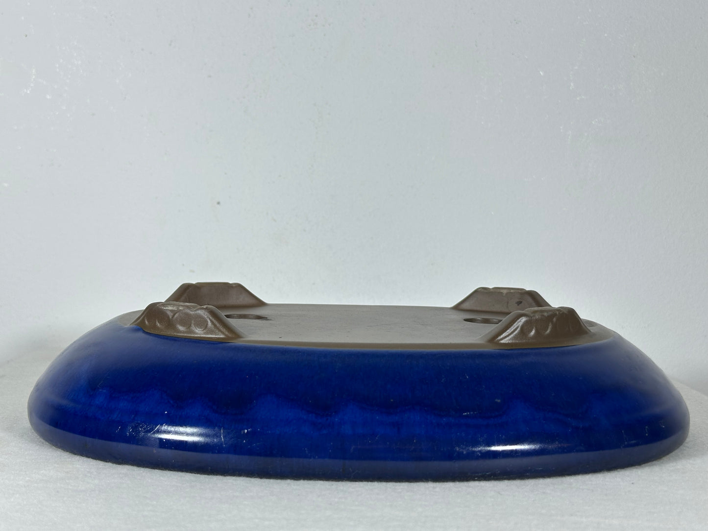 Preowned Japanese Tokoname Glazed Oval Shallow Bonsai Pot - 13.25” By 9”