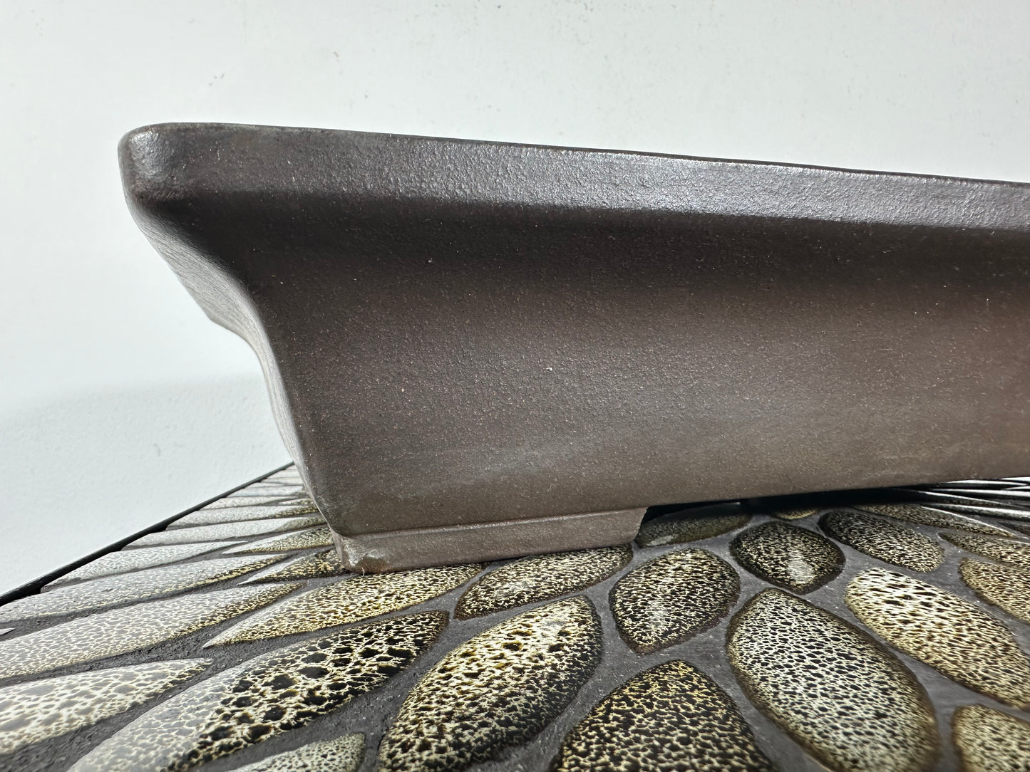 Preowned Vintage Japanese Tokoname Unglazed Rectangular Bonsai Pot Yamaaki - 14” x 9 3/8”
