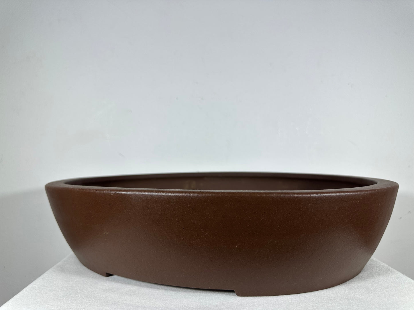 Preowned Japanese Tokoname Unglazed Oval Bonsai Pot Yamaaki - 19” By 15.75”
