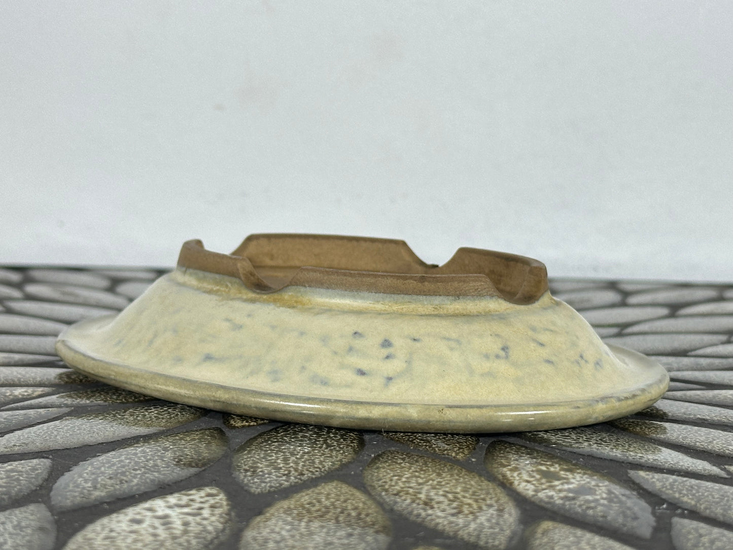 Preowned Japanese Tokoname Glazed Shallow Oval Bonsai Pot - 6 1/8” By 4 7/8”