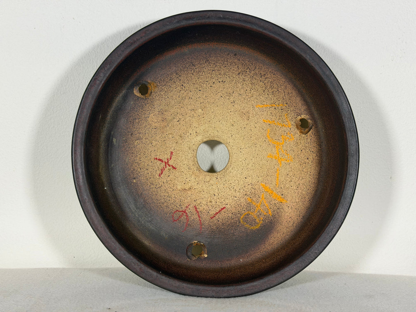 Preowned Japanese Tokoname Unglazed Round Bonsai Pot - 9.25” By 2.25”