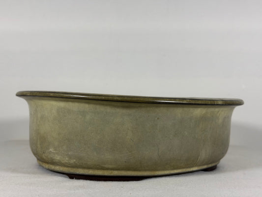 Preowned Japanese Tokoname Glazed Oval Bonsai Pot - 10.25” By 8.75”